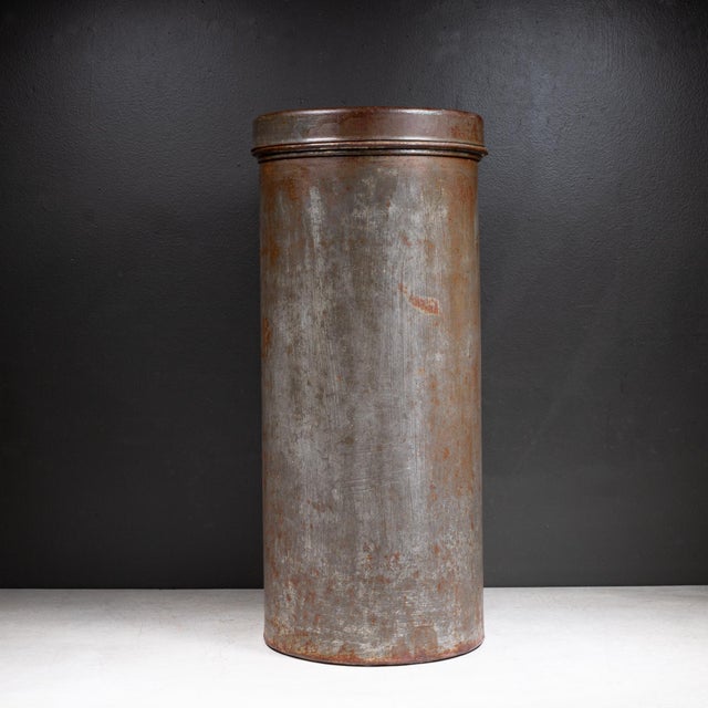 Industrial Vintage Heavy Steel Ice Cream Freezer Can –"Ok Candy" Embossed c.1910 For Sale - Image 3 of 8