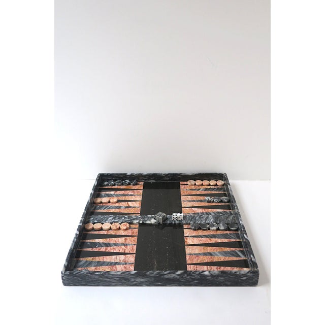 Marble Backgammon and Checkers Game Boardgame Set For Sale - Image 4 of 13