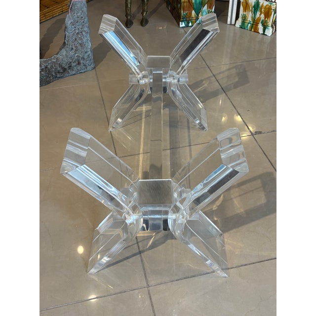 Modern Vintage Modern Lucite X Base Cocktail Coffee Table Base For Sale - Image 3 of 12