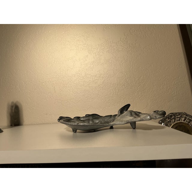 Charcoal Mid 20th Century Modern Ceramic-Coated Cast Iron Sculptural Equestrian Horse Head Catchall Dish – 9” For Sale - Image 8 of 9