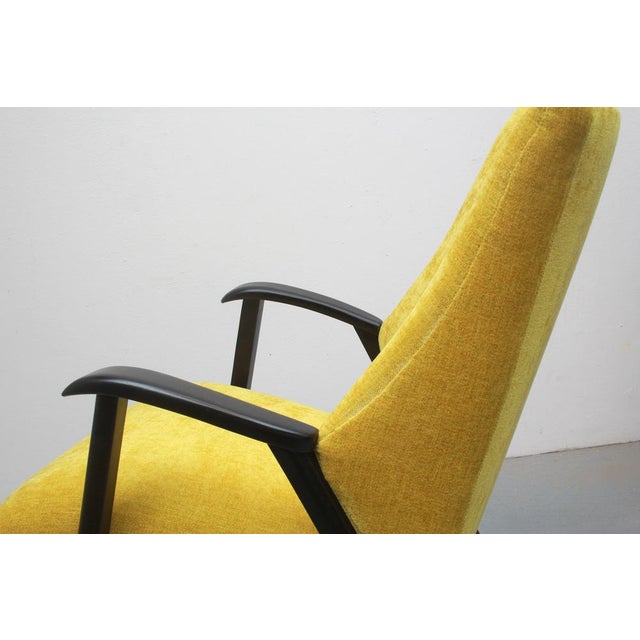 Armchair in a Yellow Velor, Completely Restored, 1950s For Sale - Image 6 of 17