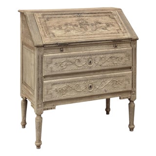 18th Century French Louis XVI Secretary Desk in Stripped Oak For Sale