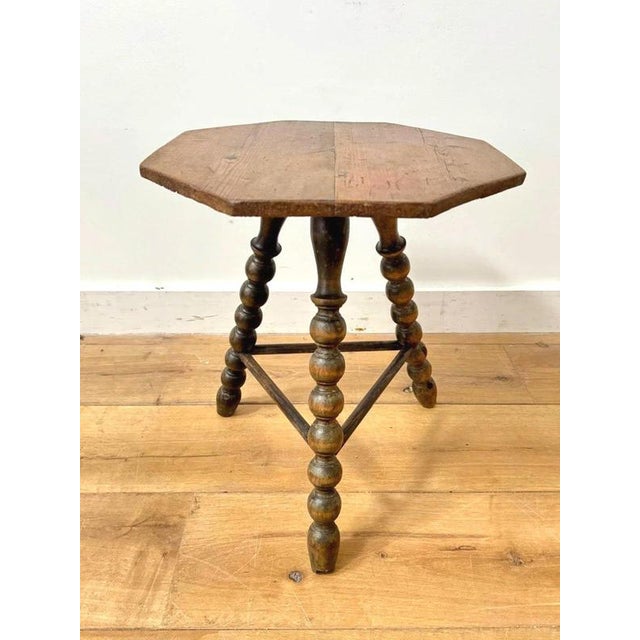 Wood Victorian Wooden Bobbin Tripod Leg Side Table For Sale - Image 7 of 12