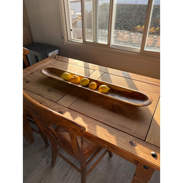 Late 20th Century Late 20th Century Hand-Carved Extra Long Wooden Dough Bowl For Sale - Image 5 of 8