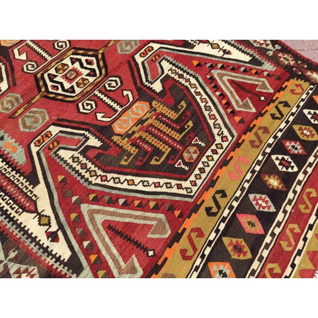 1960s Vintage Turkish Handmade Kilim Rug - 55"x87" For Sale In Raleigh - Image 6 of 10