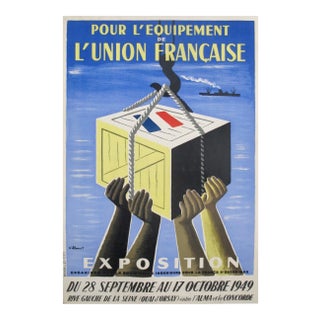 1949 Original French Exhibition Poster - Pour L'équipement De l'Union Française - Villemot For Sale