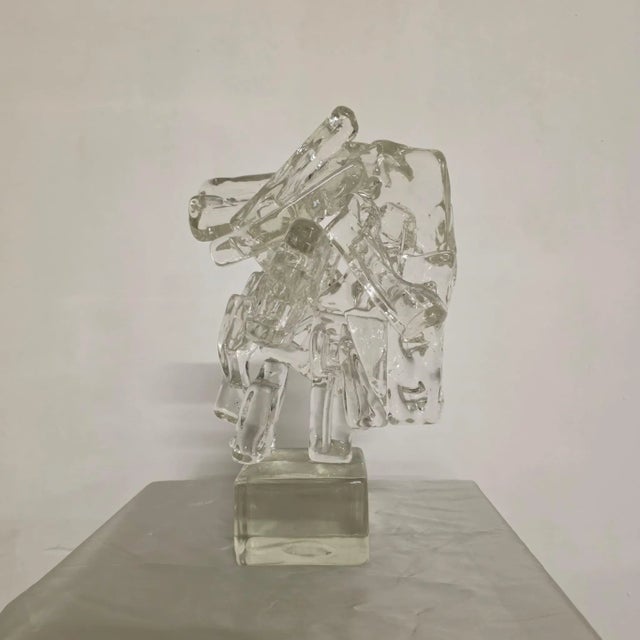 Sculpture by Ermanno Nason, 1969. Rare Murano glass work by master glassmaker Ermanno Nason. The work is an abstract piece...