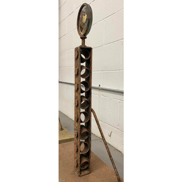 Sculptural Rustic Concrete + Steel Andirons, a Pair (Mexico) For Sale - Image 9 of 13