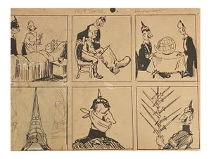 Gabriele Galantara, Studies of Figures, Pencil and China Ink, 1915