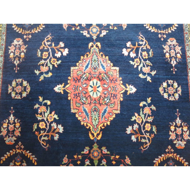 English Exceptional Blue Antique Mohajeran Persian Sarouk Rug - 4'3" x 6'7" For Sale - Image 3 of 6