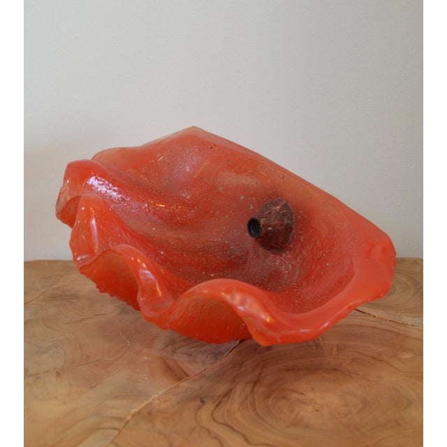 Red Vintage Sculptural Resin Shell Wall Sconce, 1970s For Sale - Image 8 of 18