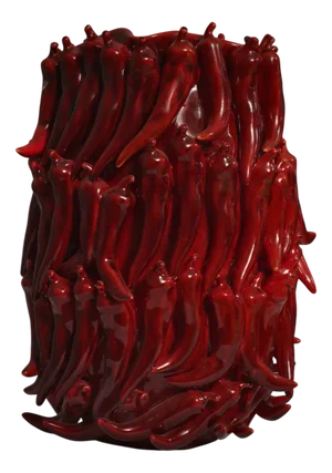 Venetian Round Red Ceramic Vase, 2000s