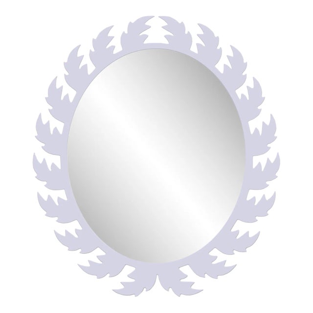 Fleur Home Audubon Oval Mirror in Spring Iris, 32x37 For Sale