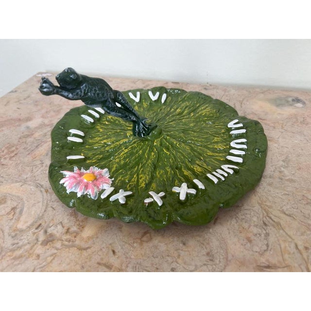 Edwardian Cast Iron Lily Pad Sundial with Leaping Frog For Sale - Image 3 of 7