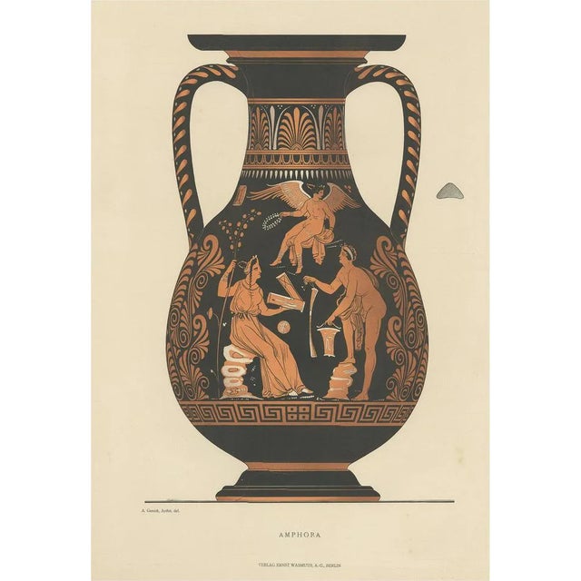 Antique Print of Greek Ceramics Amphora by Genick, 1883 For Sale