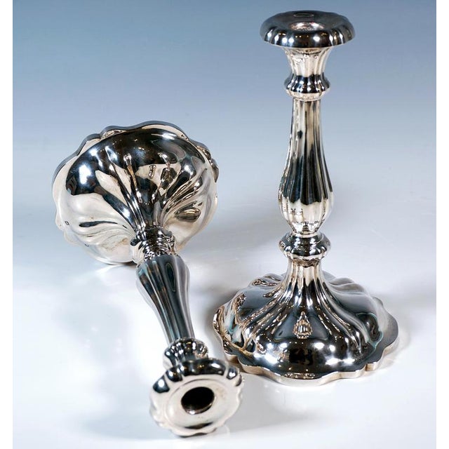 Antiqua Vienna Biedermeier Silver Candleholders from Thomas Scheidl, 1864, Set of 2 For Sale - Image 3 of 6
