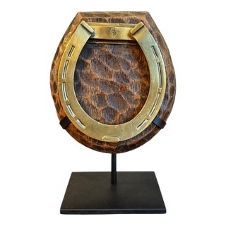 Early 20th Century English Brass Horseshoe Clip on Custom Mount For Sale