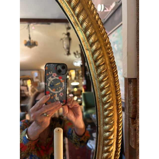 Italian Giltwood Oval Antique Mirror For Sale - Image 4 of 18