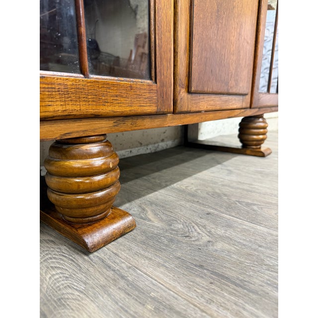 Antique Art Deco Oak Secretary Desk Bureau Bookcase Bar Scully For Sale - Image 4 of 10