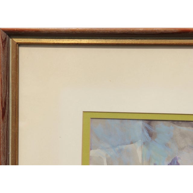 Late 20th Century Late 20th Century Abstract Watercolor Cityscape Painting For Sale - Image 5 of 7