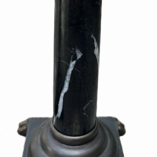 Traditional Antique Empire Bronze & Black Marble Lion Paw Pique Candlesticks Candle Holders For Sale - Image 3 of 5