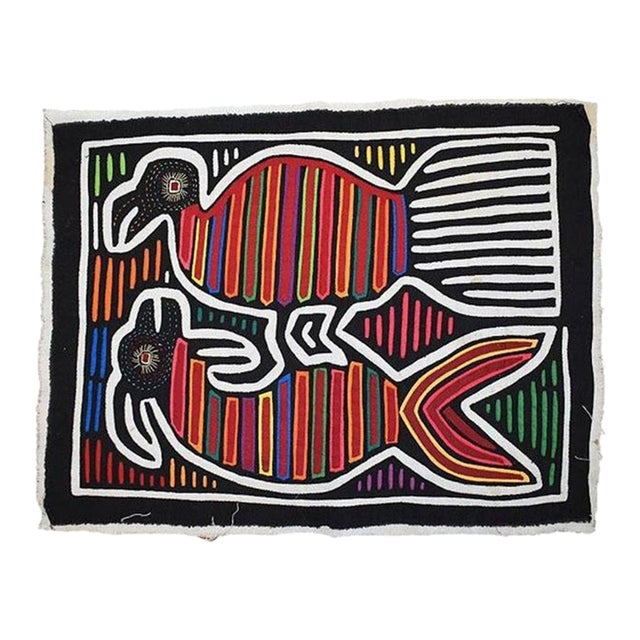 Kuna Mola Appliqué Brightly Colored Bird Wall Tapestry - Central America For Sale