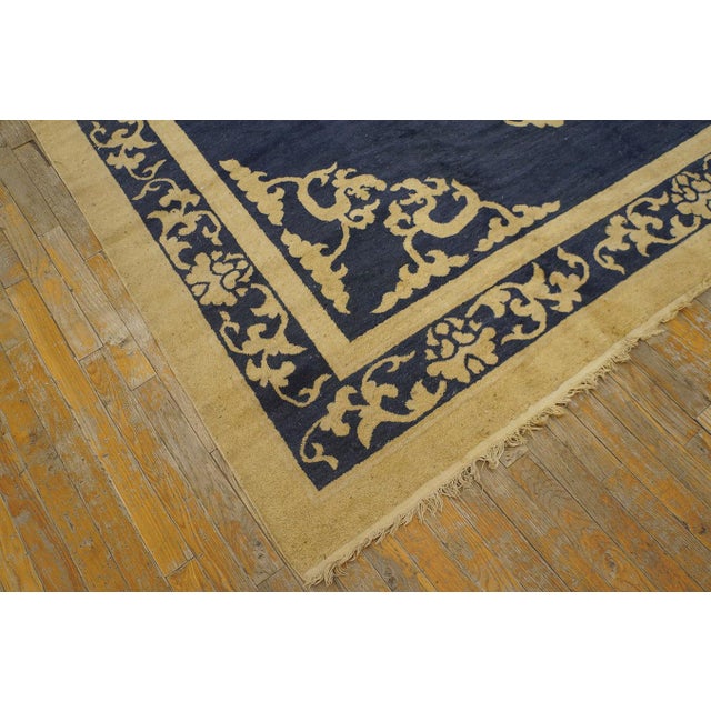 Chinese Blue Room Size Antique Artistic Chinese Dragon Design Peking Carpet For Sale - Image 3 of 9