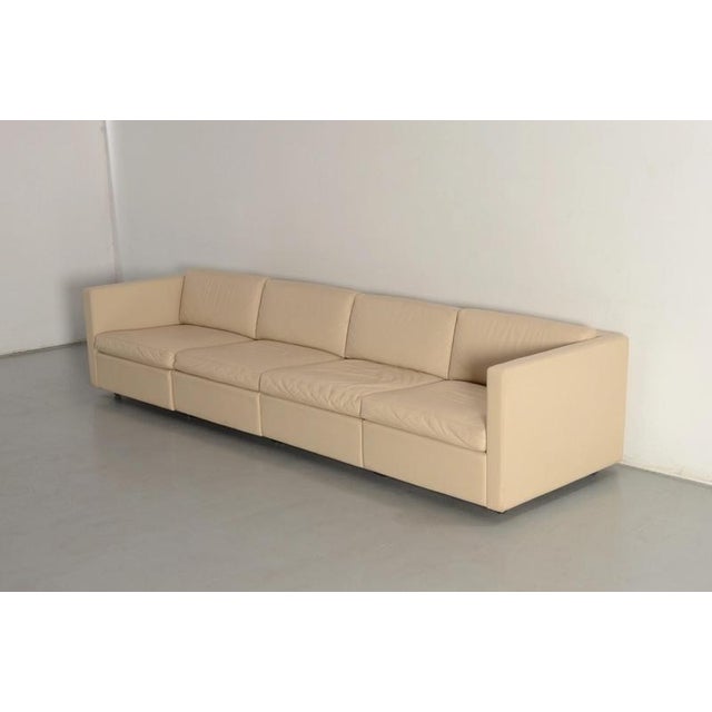 Charles pfister for knoll mid-century white leather sofa and 4 x cube club chairs charles pfister designed his beautifully...