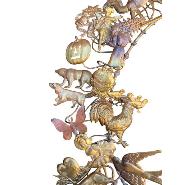 Late 20th Century Large Petites Choses All-Seasons Brass Wreath Dresden Easter Christmas Halloween Etc. For Sale - Image 4 of 17