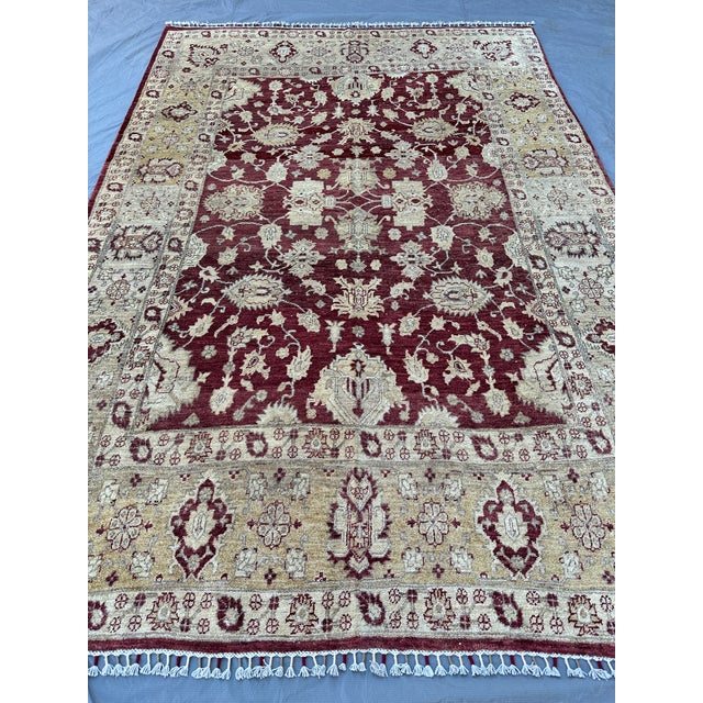 Burgundy Sultanabad Hand-Knotted Wool Rug - 6'7" X 9'7" For Sale - Image 4 of 12