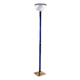 Late 20th Century Blue Murano Glass Floor Lamp “Tolboi” by Venini, Italy For Sale