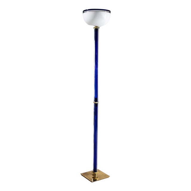 Late 20th Century Blue Murano Glass Floor Lamp “Tolboi” by Venini, Italy For Sale