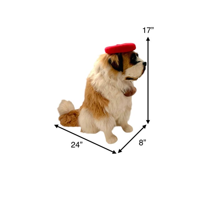 Late 20th Century Custom-Made French St. Bernard Stuffed Fur Dog Sculpture, 17"h For Sale - Image 4 of 10