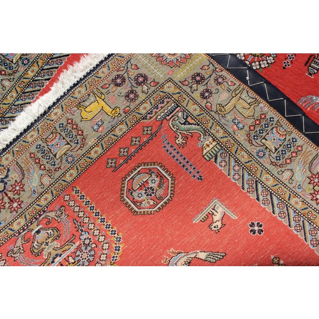 Vintage Fine Persian Qum Prayer Rug With Soft Red Field in Mihrab Design For Sale In Atlanta - Image 6 of 7