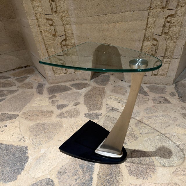 Modern Accent Table Fcantilever Clear Tempered Glass Top For Sale In San Diego - Image 6 of 10
