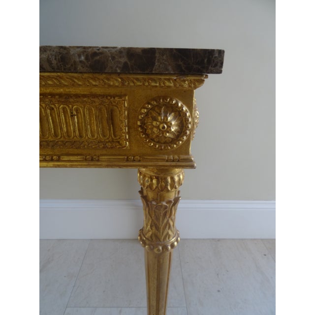 Vintage Italian Neoclassical Gilt Wood Console For Sale - Image 4 of 10