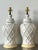 Cream Vintage Glazed Ceramic Trellis Lamps - A Pair For Sale - Image 8 of 12