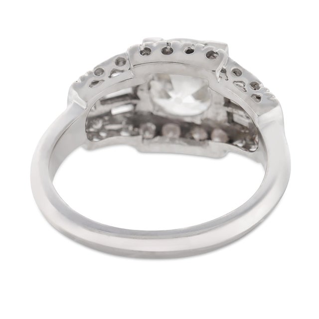 1930s Art Deco Gia 2.13 Carat Old Mine Cut Diamond 14k White Gold Engagement Ring, Size 6.75 For Sale In Los Angeles - Image 6 of 6