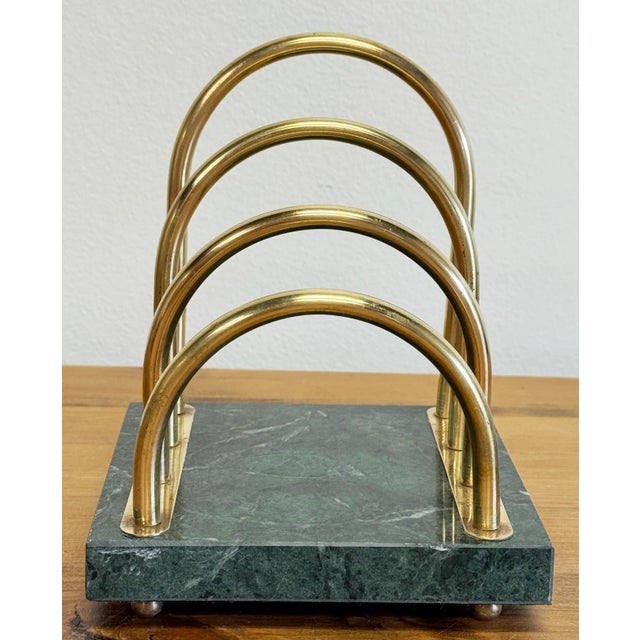 Vintage Marble and Brass Tiered Letter Holder For Sale - Image 4 of 7