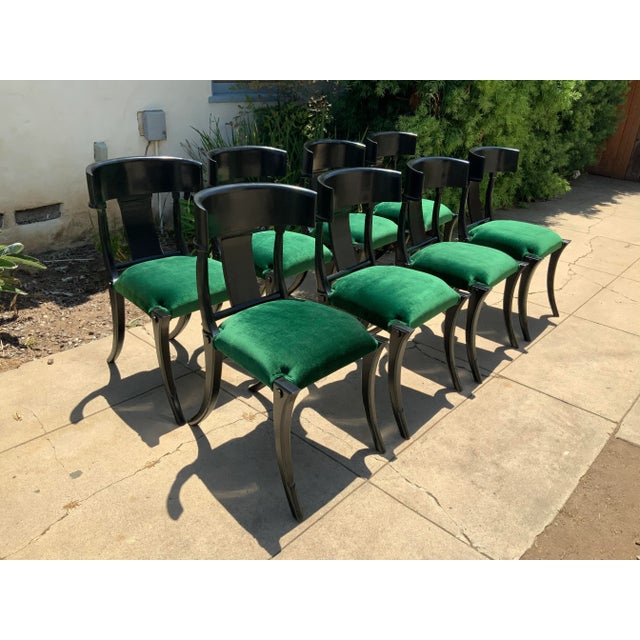 Ebony Mid Century Style Klismos Dining Chairs - Set of 8 For Sale - Image 8 of 10