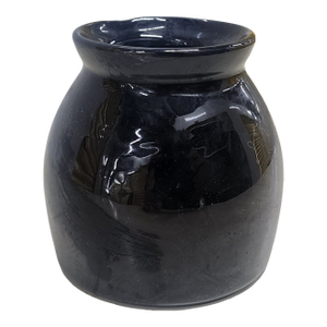Small Antique Black Glazed Porcelain Jar, C1930s, 3.5 Diameter X 3.75 H