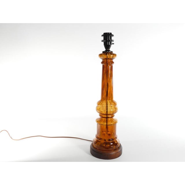 Scandinavian Modern Amber Glass Table Lamp by Miranda, 1970s For Sale - Image 16 of 18