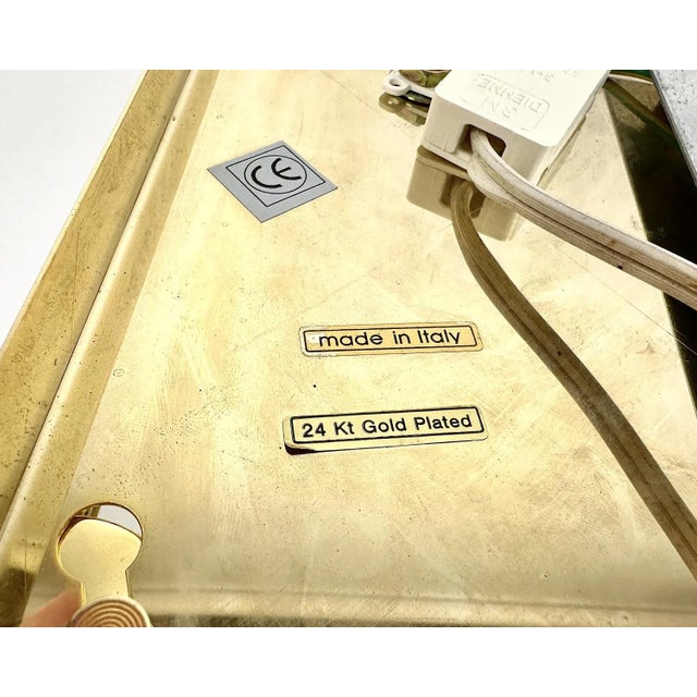 Gold Mid-Century Modern Italian Brass and Glass Ceiling Wall Lamp, 1970s For Sale - Image 8 of 10