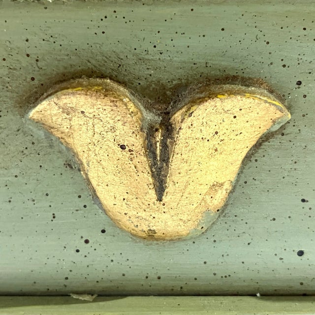 1970s Vintage Provincial French Parcel-Gilt Trumeau Mirror in Green & Gold Deco For Sale - Image 11 of 12