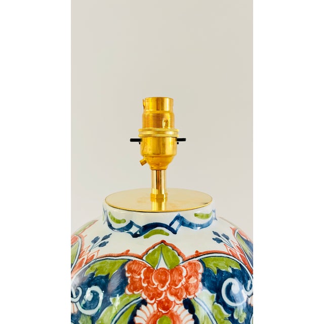 Antique Table Lamp from Royal Tichelaar Makkum, 1930 For Sale - Image 4 of 7