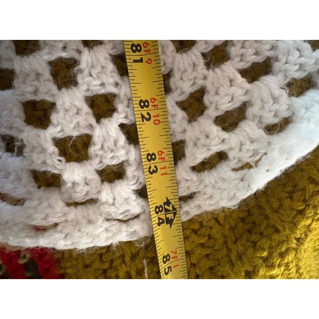 Plastic Vintage Granny Square Crochet Afghan Full Queen Acrylic 84”x82” For Sale - Image 7 of 9