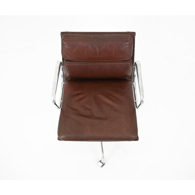 Metal Leather Soft Pad Chair attributed to Charles and Ray Eames for Herman Miller, 1970s For Sale - Image 7 of 13
