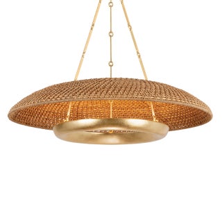 Hudson Valley Lighting Oaklyn 36 in. 6 Light Chandelier in Vintage Gold Leaf Finish For Sale