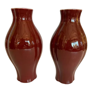 Maitland Smith Ox Blood Glazed Ceramic Vases -A Pair