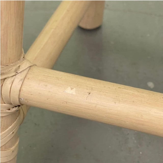 Wood McGuire San Francisco Whitewashed Rattan Leather Stools, a Pair For Sale - Image 7 of 11